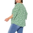 thumbnail image 3 of Agnes Orinda Women's Plus Size Chiffon Top V Neck 3/4 Sleeve Summer Casual Tunic Blouse 1X Green, 3 of 5