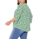 thumbnail image 3 of Blusa de gasa de mujer plus size Agnes Orinda, con cuello en V y mangas 3/4, blusa tunic casual de verano 3X verde, 3 of 5