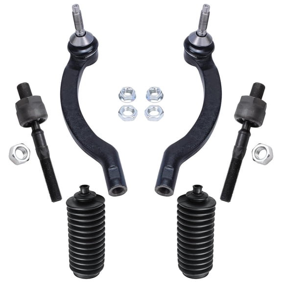 Detroit Axle - Front 6pc Tie Rods Kit for 00-06 Volvo S80, 01-09 S60, 01-07 V70, 4 Inner & Outer Tie Rod Ends 2 Boots 2001 2002 2003 2004 2005 2006 Replacement