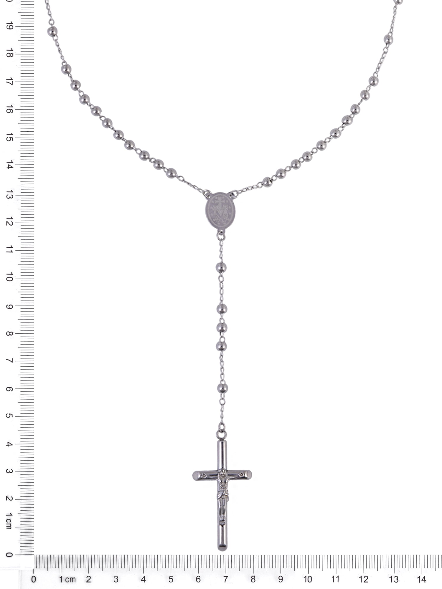 Believe by Brilliance Stainless Steel Rosary Bead Cross Pendant Necklace