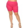 MOA Collection Women's High-Waisted Bodycon Biker Shorts with Elastic Waistband in Plus Sizes