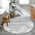 thumbnail image 3 of Round Rug 3.3Ft Washable Non-Slip, White Dandelion Circle Area Rugs for Living Room Bedroom, Spring Flowers Plants Vintage Gray Wood Indoor Floor Mats Carpet Runner for Home Decor Aesthetic, 3 of 8
