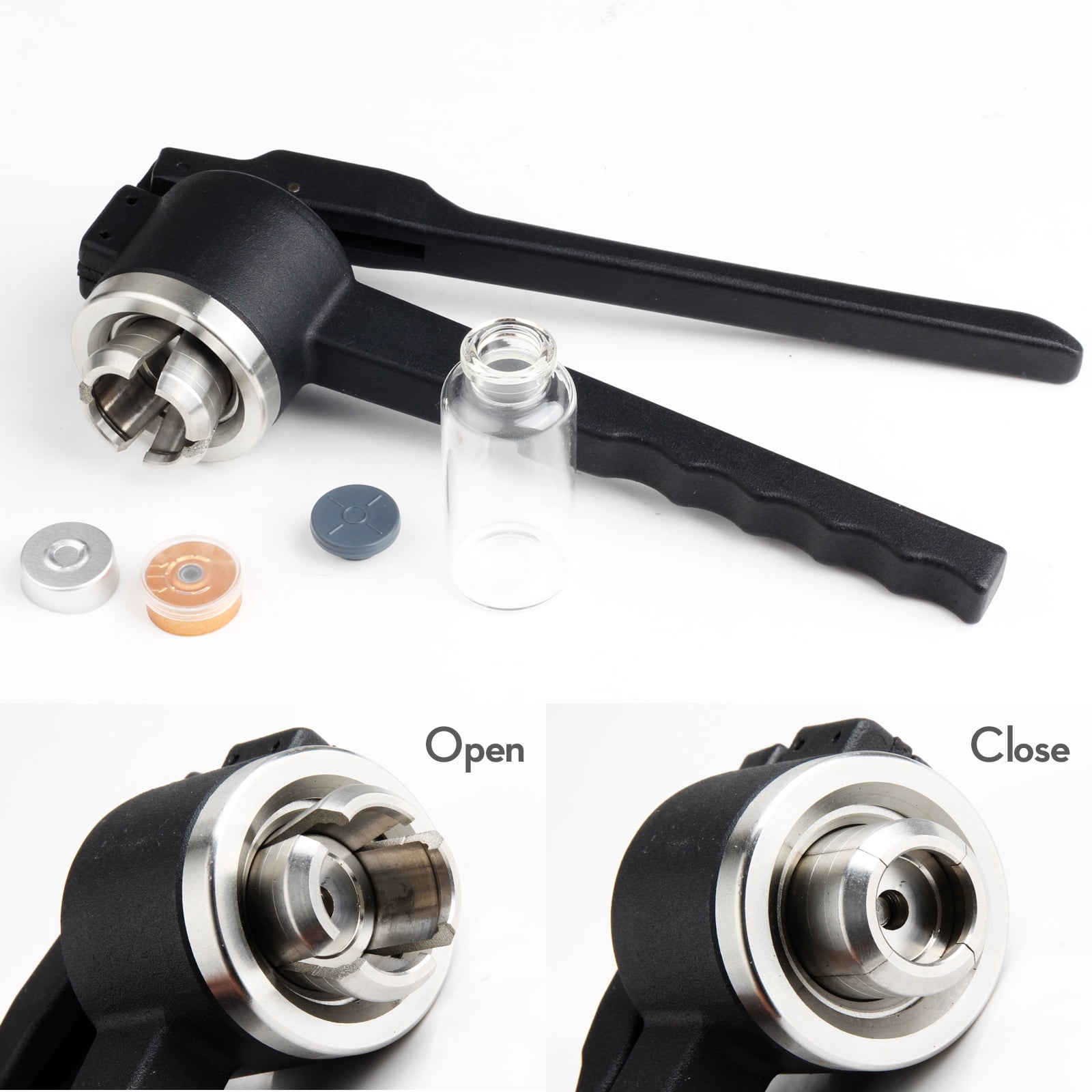 13mm Vial Manual Crimper Stainless Steel Portable Home Hand Sealing Machine Bottle Crimping Capping Tools for Aluminium Plastic Cover