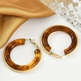 thumbnail image 3 of 304 Stainless Steel Hoop Earrings For Women Ring with Resin Chocolate 42mm, 3 of 5