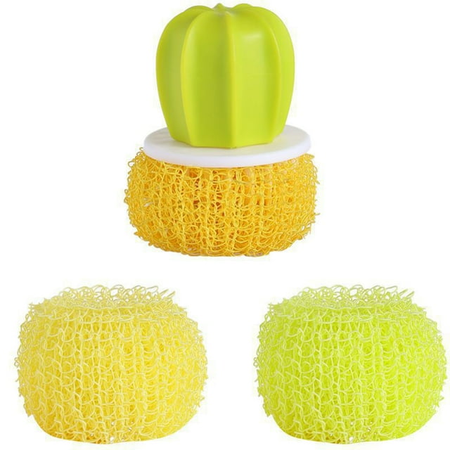 Stainless Steel Cactus Pot Cleaning Brush with Hanging Hole for Efficient Scrubbing, Dishwasher Safe, and SpaceSaving Storage for Kitchen Cookware and Stove Tops
