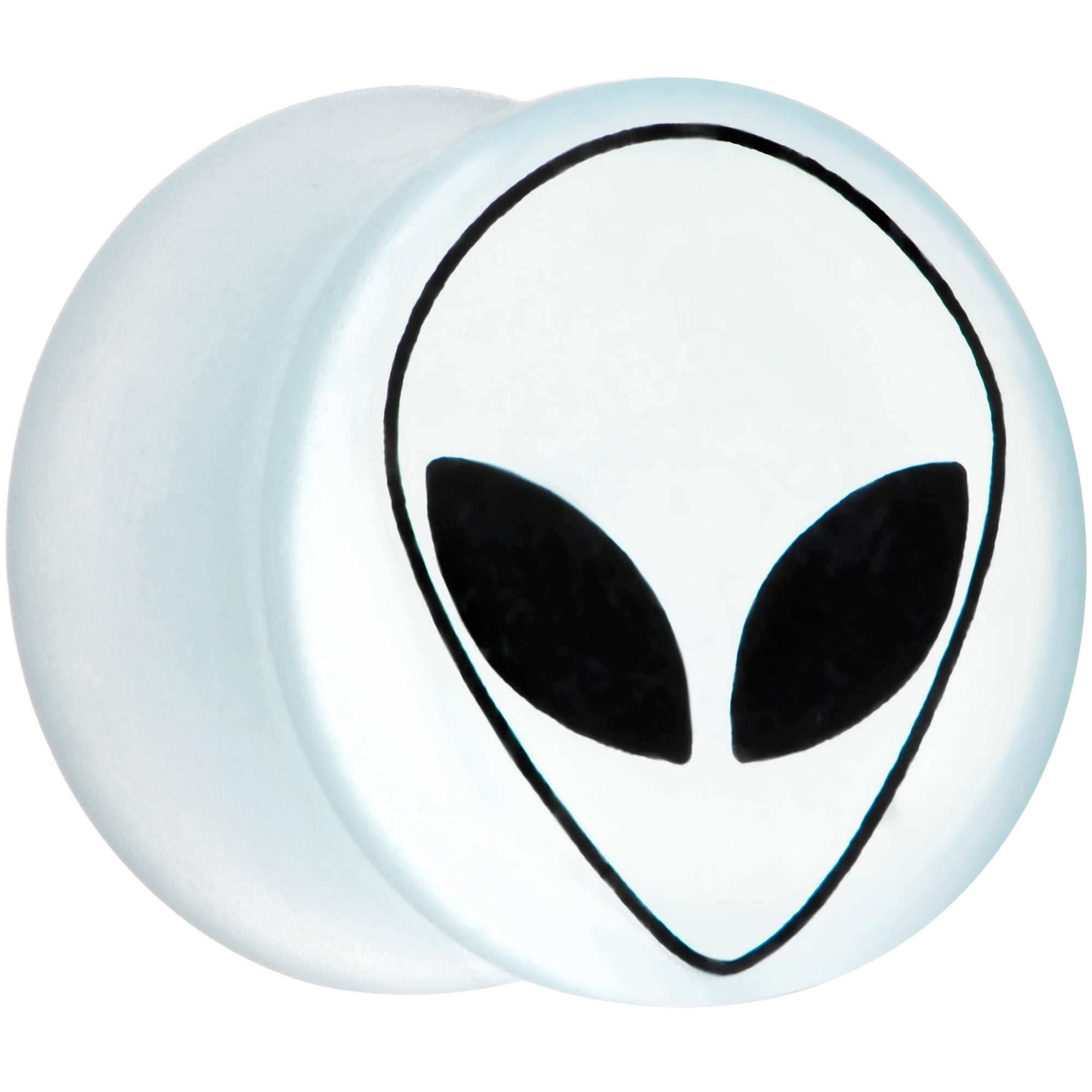 Body Candy Womens 11/16" 2Pc White Matte Glass UFO Alien Face Double Flare Ear Plug Gauges Set of 2 18mm