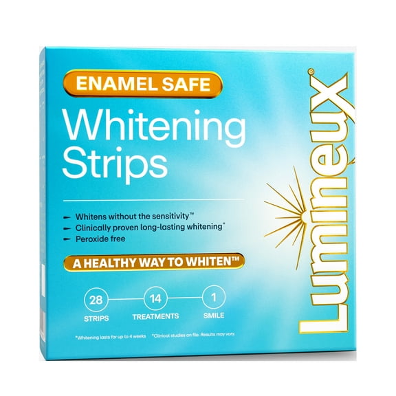 Lumineux Enamel-Safe & Peroxide-Free Teeth Whitening Strips, Dentist Formulated, 14-Pack
