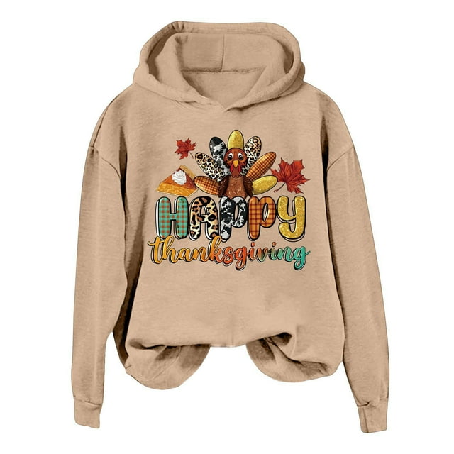 WEAIXIMIUNG Chandails Personnalisés pour Femmes Image Action de Grâce Sweat à Capuche Imprimé Dinde pour Femmes pour Tenue Décontractée