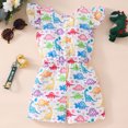 thumbnail image 5 of WIBACKER Summer Girls' Jumpsuit Kids Cartoon Dinosaur Crew Neck Romper Backless Sleeveless Stretchy Short, 5 of 6