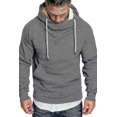 thumbnail image 3 of Sudadera con capucha de Color sólido con parches bordados a la moda con cuello levantado para primavera y otoño para hombre, 3 of 5