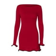 thumbnail image 1 of WILLBEST Vestidos Cortos Para Mujer Vestido De Otoño De Manga Larga Para Mujer, Minifalda De Punto Con Cuello Redondo, Suéter De Invierno, Vestido Informal Ajustado, 1 of 3