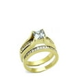 thumbnail image 3 of His Hers Princess Cut Wedding Ring Set Yellow Gold Plated Stainless Steel, 3 of 4