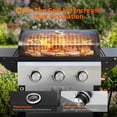 thumbnail image 6 of Biotree 3 Burner BBQ Propane Gas Grill, Stainless Steel 28,650 BTU Patio Garden Barbecue Grill with Two Foldable Shelves, 6 of 9