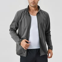 Rain Jackets for Men with Pockets Lightweight Zip Up Mock Neck Raincoats Mens Casual Solid Long Sleeve Breathable Windbreaker Running Outerwear Jacket