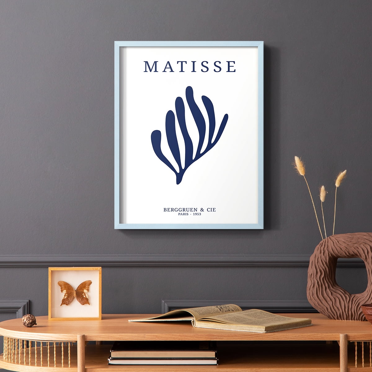 Matisse CDXIII in Blue Solid Wood Framed Print No Nail Hanging