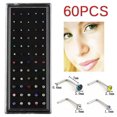 thumbnail image 2 of GKNET 60PCS L Style Crystal Rhinestone Nose Ring Bone Stud Steel Piercing Delicate Jewelry WY4-White, 2 of 6