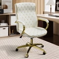thumbnail image 6 of HomeZeer White and Gold Office Chair, Ergonomic High Back Executive Desk Chair with Wheels and Arms, Modern PU Leather Computer Chair with Rocking Function, White(Set of 2), 6 of 9