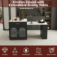 thumbnail image 2 of Aukfa Kitchen Islands with Extendable Dining Table,Mobile Retractable Kitchen Table with Power Outlets & USB Ports for Kitchen, Breakfast Bar,Black, 2 of 9