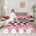 thumbnail image 3 of Manfei Modern Checkered King Size Comforter Sets,Geometric Check Comforters King Size,Black White Pink,Pink Reversible,3 Pieces,1 Comforter and 2 Pillowcases,3 Pieces,1 Comforter and 2 Pillowcases, 3 of 7