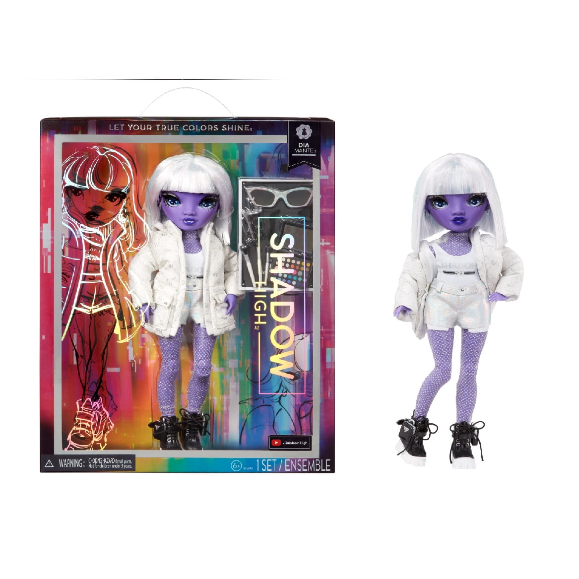 Rainbow High Shadow High Dia Mante - Purple Fashion Doll. Fashionable Outfit & 10+ Colorful Play Accessories. Great Gift for Kids 4-12 Years Old & Collectors