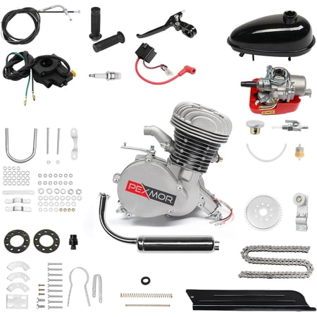 PEXMOR 100cc Bicycle Engine Bike Motor Kit, Upgraded 2/2.5L Fuel Tank 2 Stroke Gas Motorized Bike Conversion Kit, Gasoline Petrol Bicycle Motor Refit Full Set for 26-28" Bikes with V-Frame