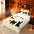 thumbnail image 3 of Erosebridal Halloween Witch Skull Twin Sheets, Kawaii Vampire Bedding, Peach Black, Halloween Reversible, 3 Pieces, 1 Flat Sheet, 1 Fitted Sheet and 1 Pillowcase, 3 of 6