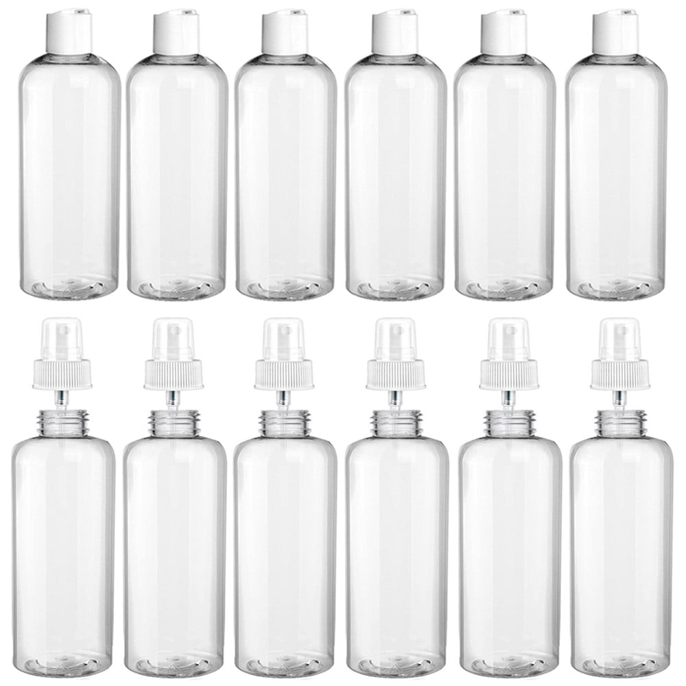 12PCS Empty Refillable Clear Plastic Travel Bottle Pump Bottle Dispenser 