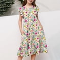 thumbnail image 6 of Maqroz Floral Summer Dress Girls Flutter Sleeve A-Line Sundress Crew Neck Casual Summer Tiered Swing Midi Pocket Dress Teen Cute Party Hawaiian Dresses 4-15 Years, 6 of 6