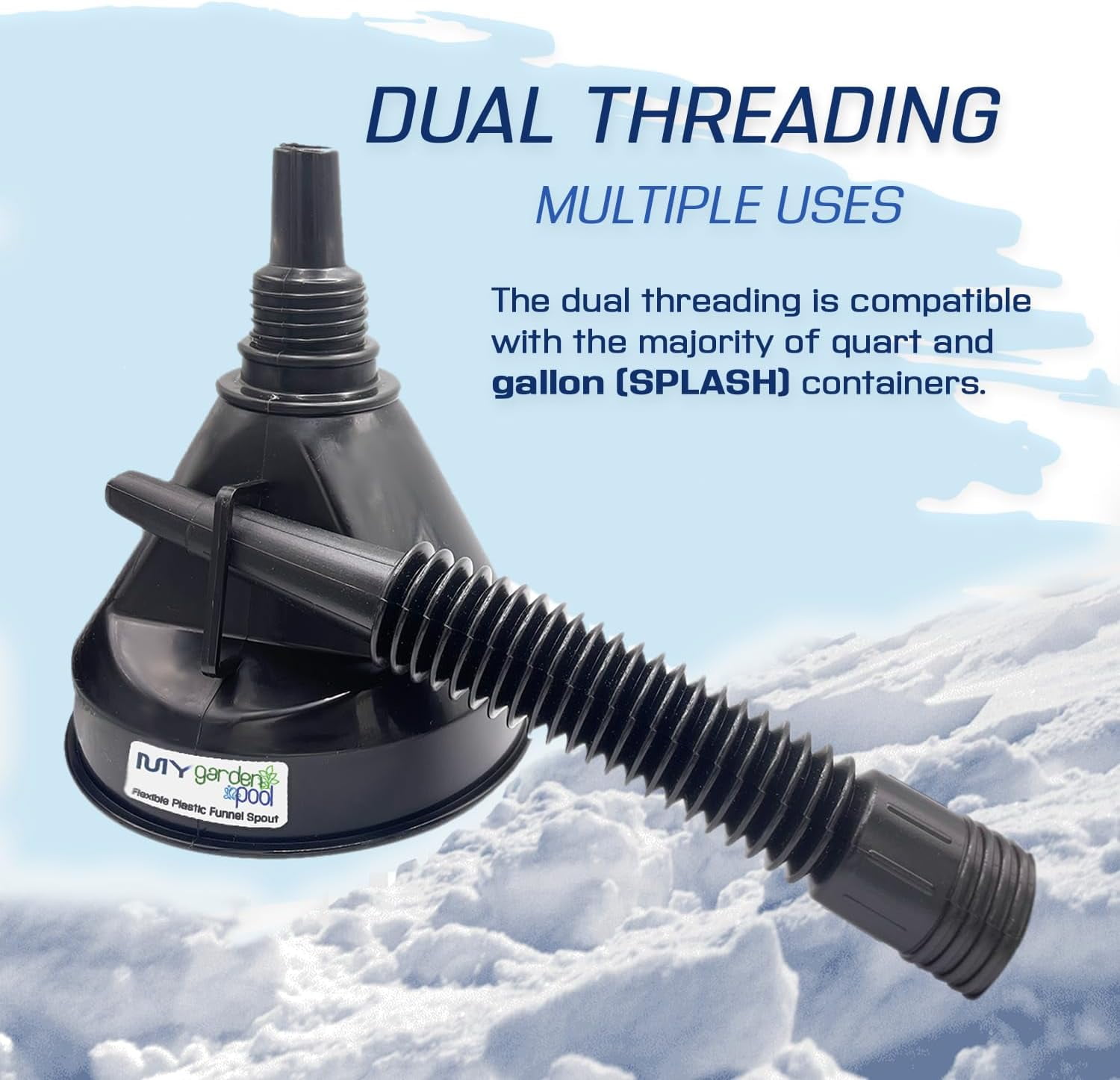 My Garden Pool Splash RV & Marine -50°F Antifreeze 1 Gallon Set Flexible Plastic Funnel Spout and Sprinkler Blowout Adapter, Shut Off Valve - for Winterizing RV, Camper, Boat, Motorhome Systems