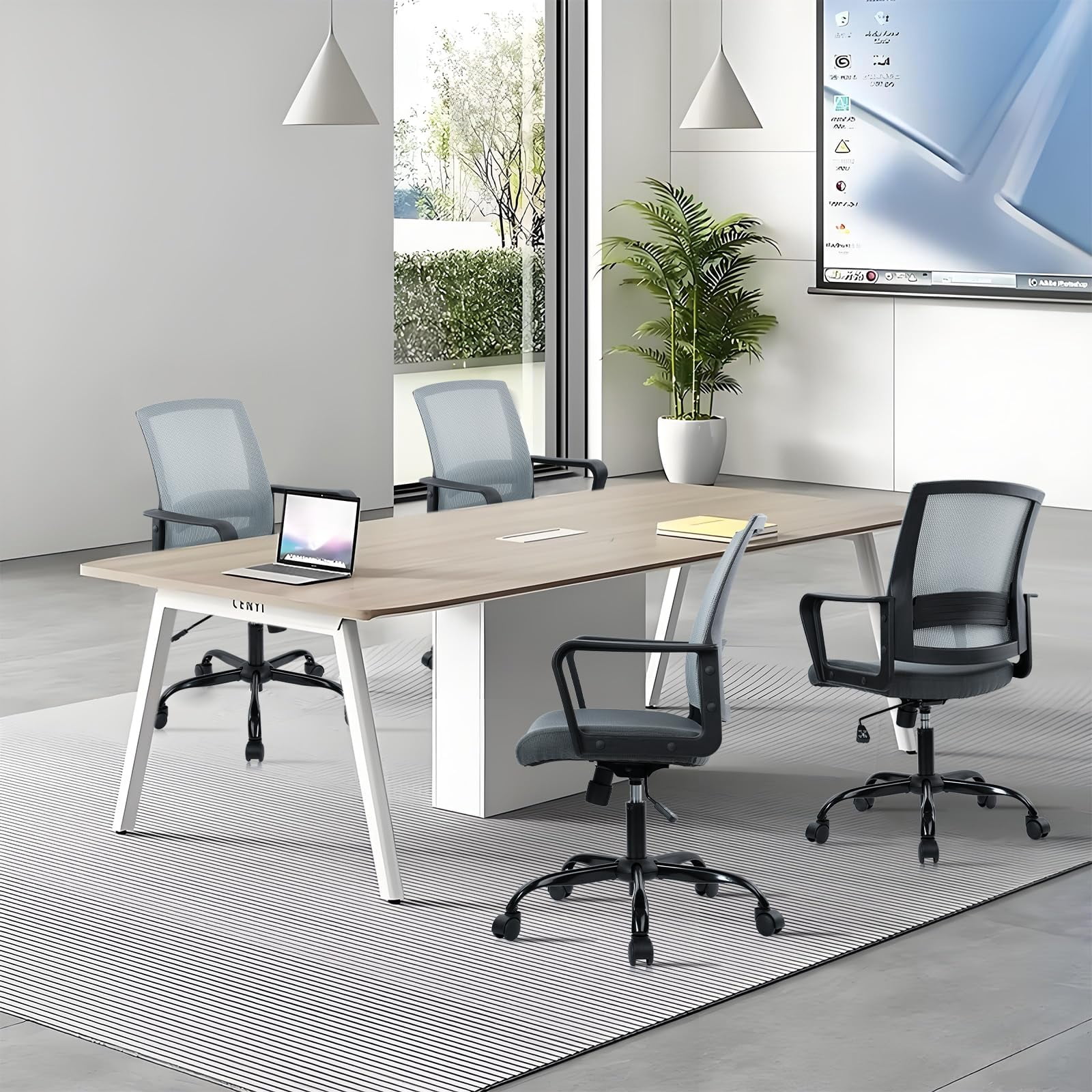 CLATINA Ergonomic Office Desk Chair - Mesh Office Chair with Adjustable Lumbar Support, Rolling Comfortable Computer Task Chairs with Arms for Home Conference-Gray