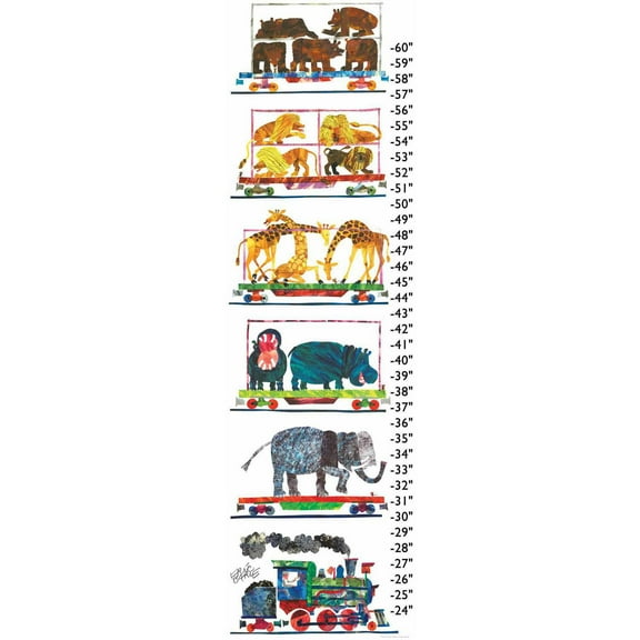 Animals and Steam Train Canvas Growth Chart