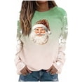 thumbnail image 2 of UPPADA Merry Christmas Sweatshirts for Womens Funny Letter Print Christmas Shirts Funny Santa Print Graphic Tee Casual Long Sleeve Blouse Tops top gifts for women Green,L, 2 of 5