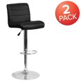thumbnail image 3 of 2 Pk. Contemporary Black Vinyl Adjustable Height Barstool with Rolled Seat and Chrome Base, 3 of 8