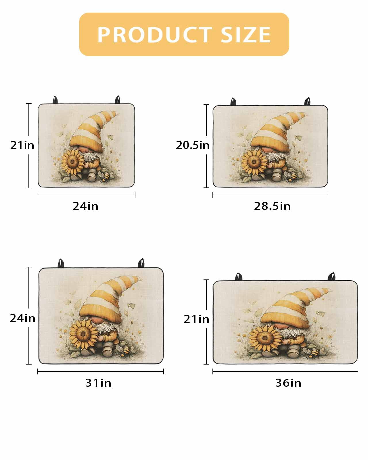 nqOlkjepod Large Induction Cooktop Protector Mat 28.5"x20.5", Yellow Gnomes Stove Top Covers for Electric Stove, Sunflower Botanical Line Retro Pastoral Stove Burner Cover Mats Stove Cover