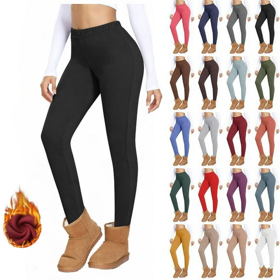 Women's Fleece Yoga Leggings with Pockets Velvet Warm Home Leggings Casual Close Fitting Leggings Long Pants