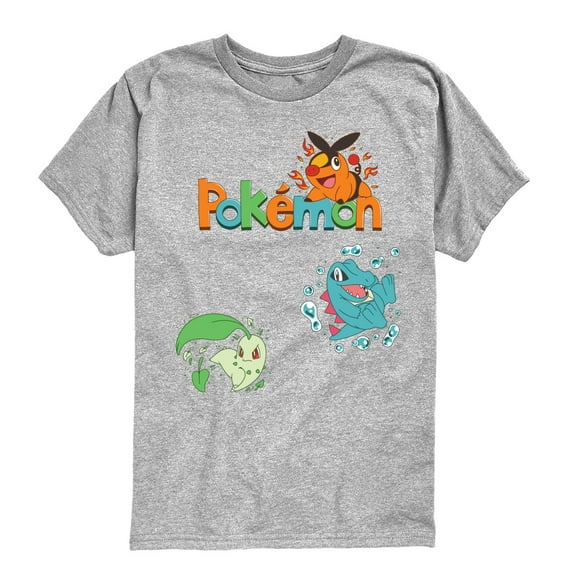 Pokémon - Chikorita, Tepig, Totodile- Youth Short Sleeve Graphic T-Shirt