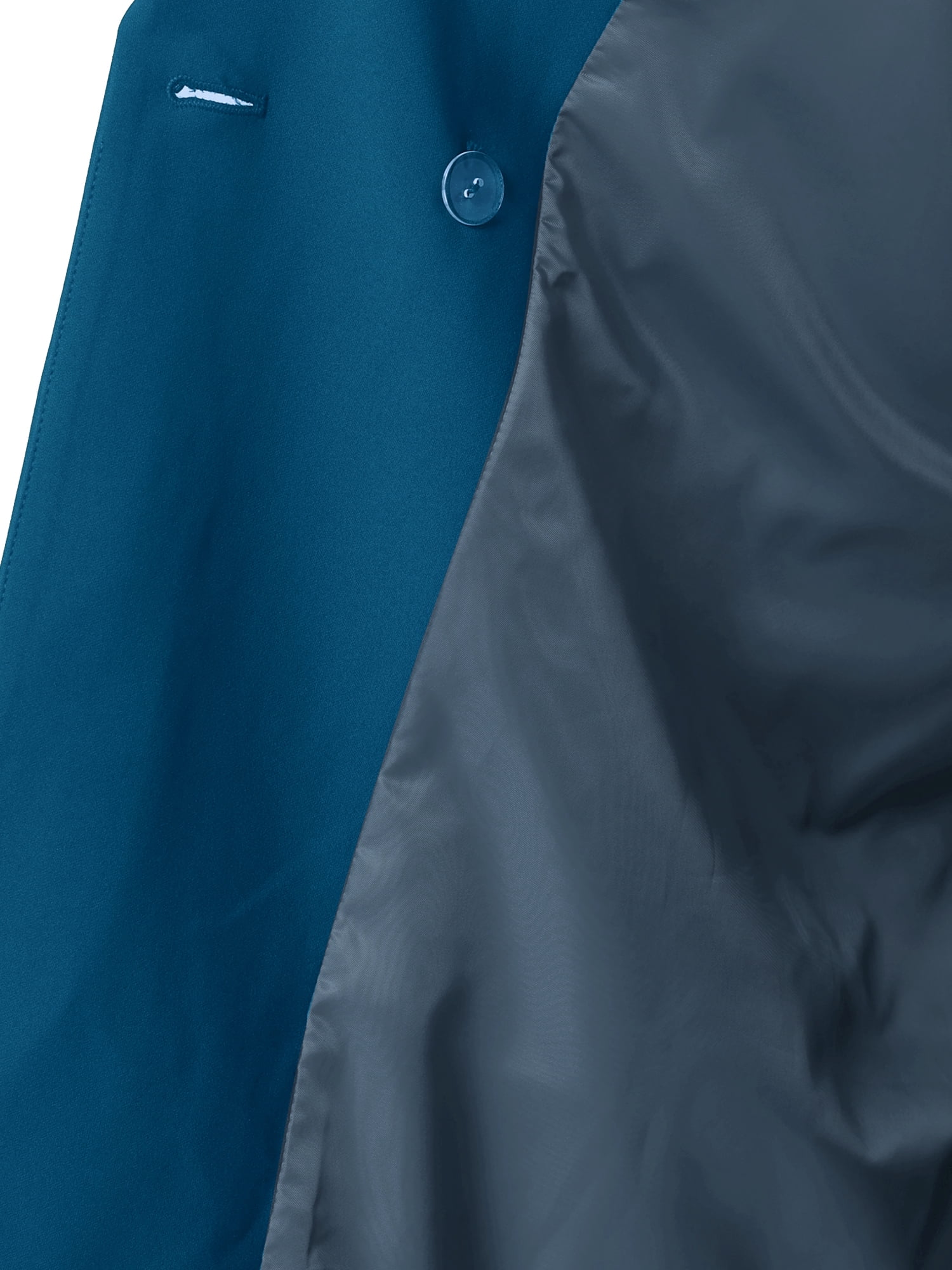 DARING DIVA Women's Plus Lapel Button with Pocket Jackets Long Blazer 1X Lake Blue