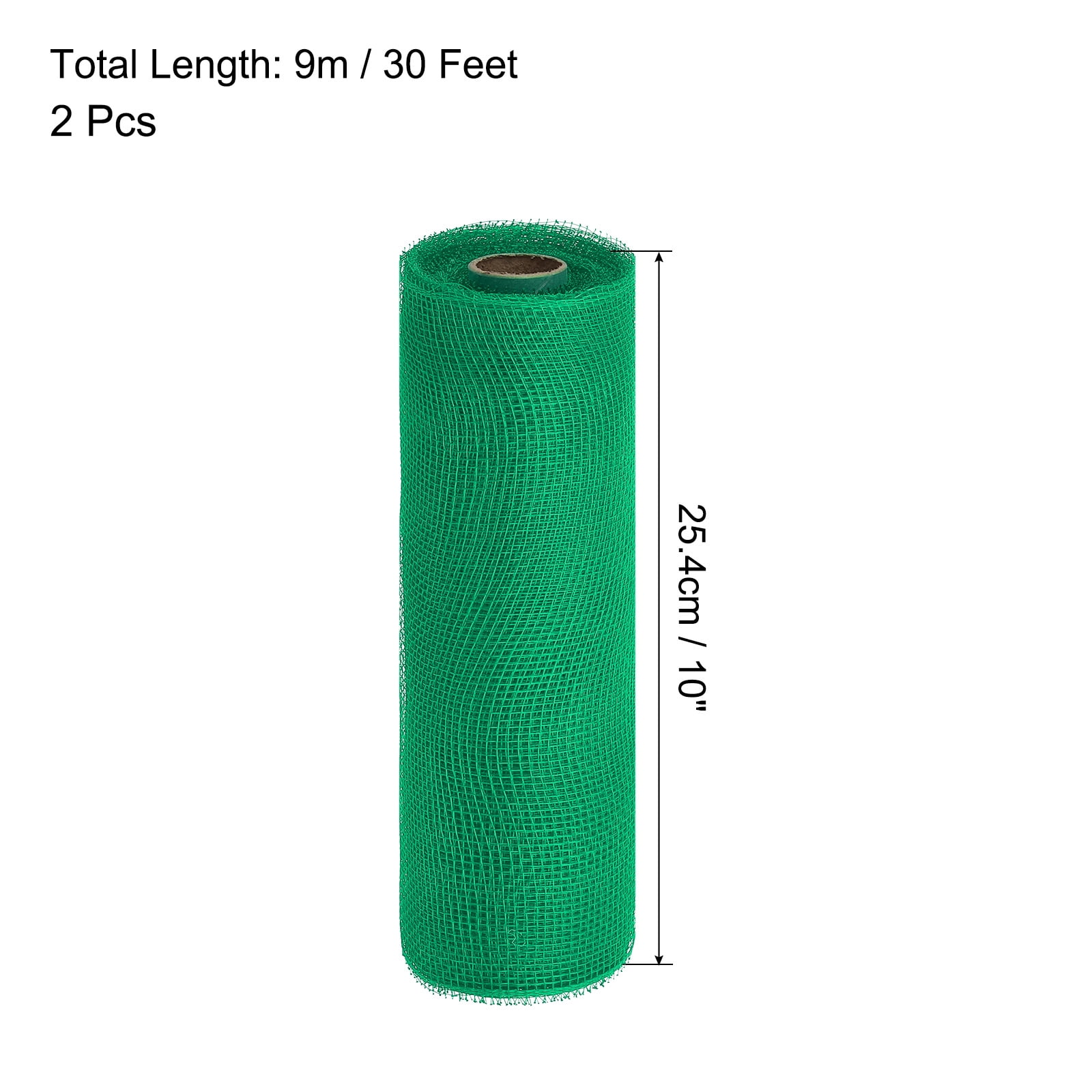 Uxcell 2 Pcs 10" x 30Feet PP Decorative Mesh Ribbon, Dark Green with  Foil