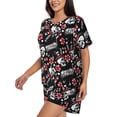 thumbnail image 2 of Bingfone Vintage Skull Casino Print Pajamas Sets for Women Soft Short-Sleeved Pjs with Lounge Shorts Two Piece Sleepwear, 2 of 8