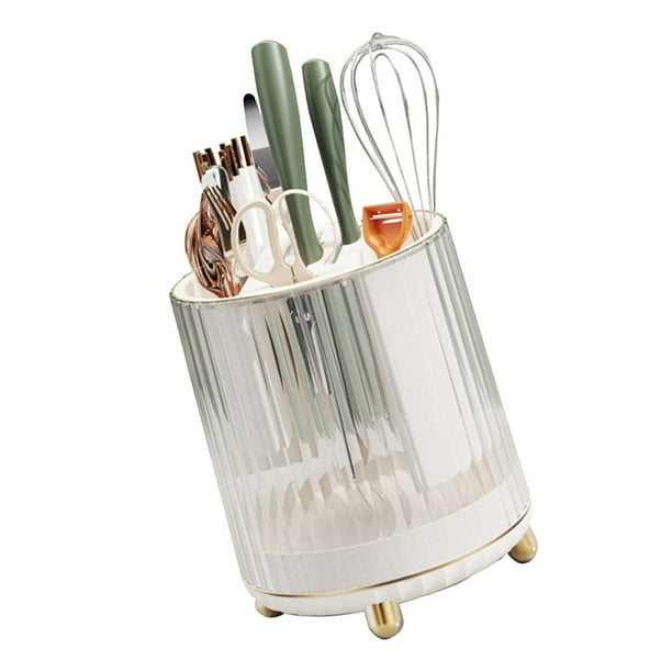 Organizador multifunción para utensilios de cuchillos, soporte para utensilios de cocina, soporte para cuchillos para encimera de cocina, bloque de cuchillos giratorio, soporte para utensilios e