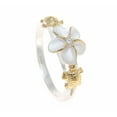 thumbnail image 2 of Sterling silver 925 Hawaiian plumeria flower cz turtle ring 2 tone yellow gold plated size 5.5, 2 of 4