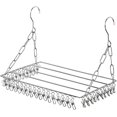 thumbnail image 1 of Estante multifuncional para calcetines MACHAO de acero inoxidable plateado con 36 clips resistentes al viento, 1 of 1