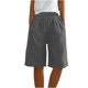 thumbnail image 5 of Neewe Womens Knee Length Pants Casual Plain Shorts Summer Drawstring Elastic Waist Comfy Shorts with Pockets, 5 of 8