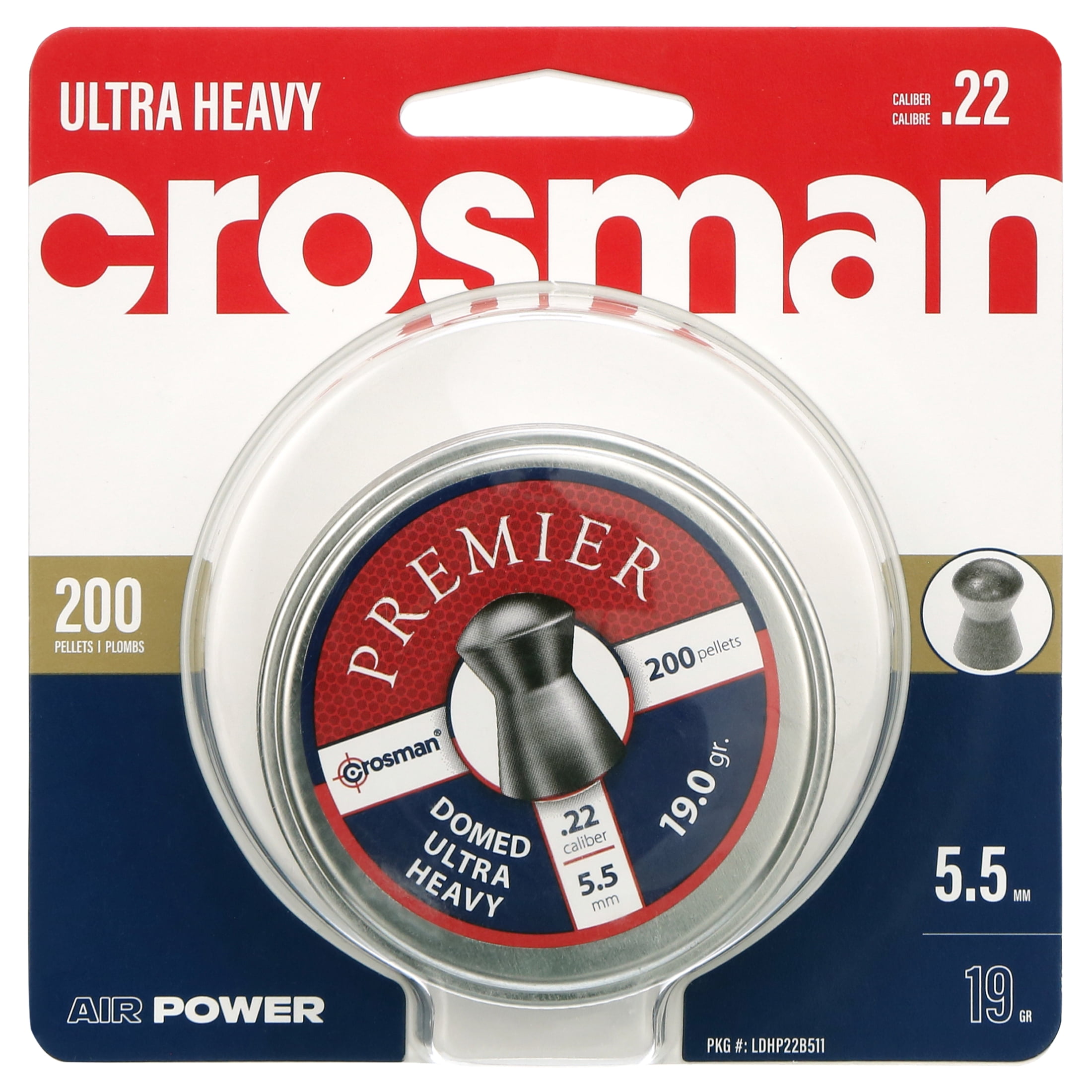 Crosman Premier .22Cal. Heavy Domed 19gr Pellet for Pellet Air Guns, 200ct.