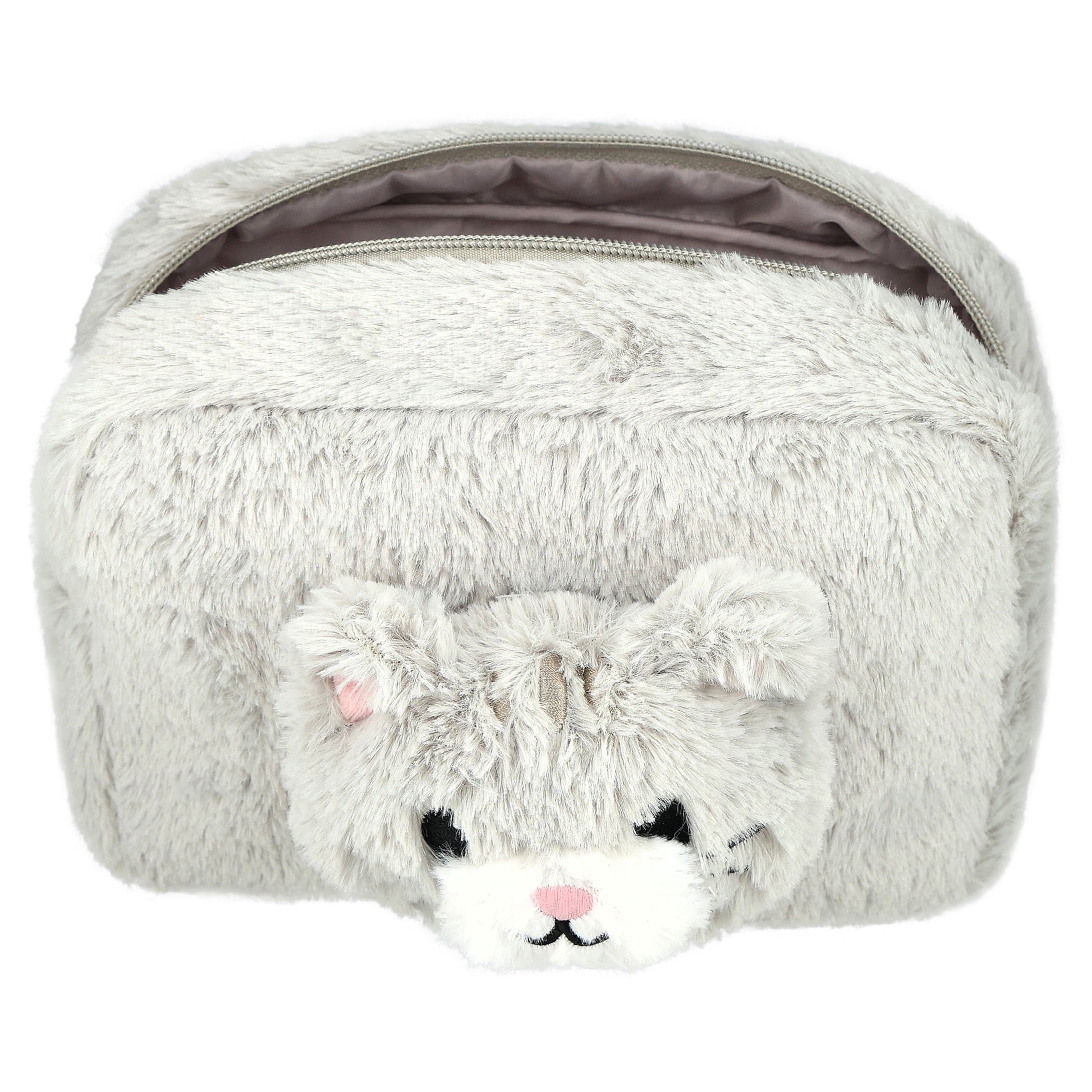 Pen + Gear Faux Fur Cat Pencil Pouch, Grey, Educational Level: Perfect for Students of All Ages--Elementary, Middle School, High School, College, and Adult Professionals
