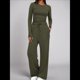 thumbnail image 5 of Traje de Otoño e Invierno para Mujer, de Larga, Color Liso, Informal, para Tiempo Libre Verde L, 5 of 8