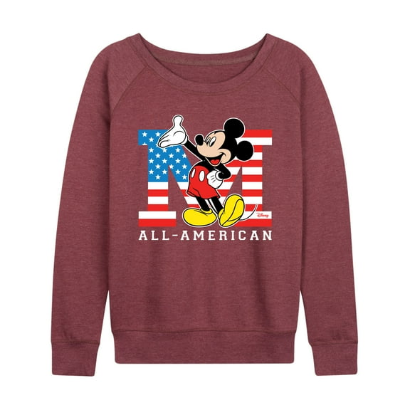 Disney - Americana - Mickey Flag All American - Women's Lightweight French Terry Long Sleeve Shirt