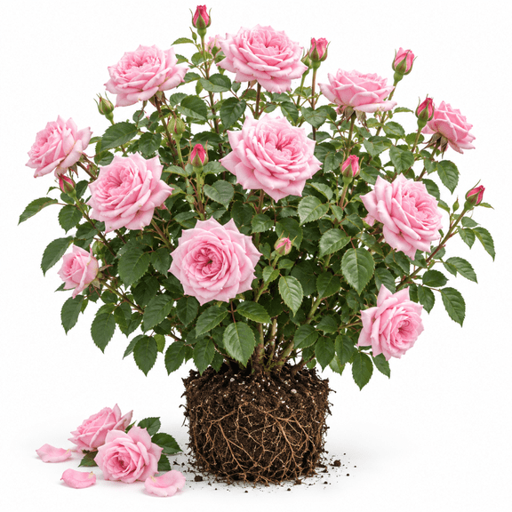 Belinda's Dream Pink Shrub Rose, 1 Live Starter Plant, 5-7 Inches Tall, Fragrant Flowers for Garden Planting