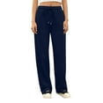thumbnail image 5 of Lumtrix Women's Wide Leg Sweatpants High Waisted Baggy Drawstring Joggers Straight Leg Sweat Pants with Pockets Navy XL, 5 of 6