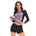 thumbnail image 2 of Women Rash Guard Long Sleeve Swimsuits UV UPF 50+ Two Piece Swim Shirt Bathing Suit with Built in Bra -2XL, 2 of 6